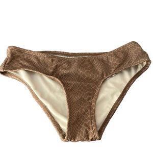 XHILARATION WHITE AND BROWN SNAKE PRINT BIKINI BOTTOMS